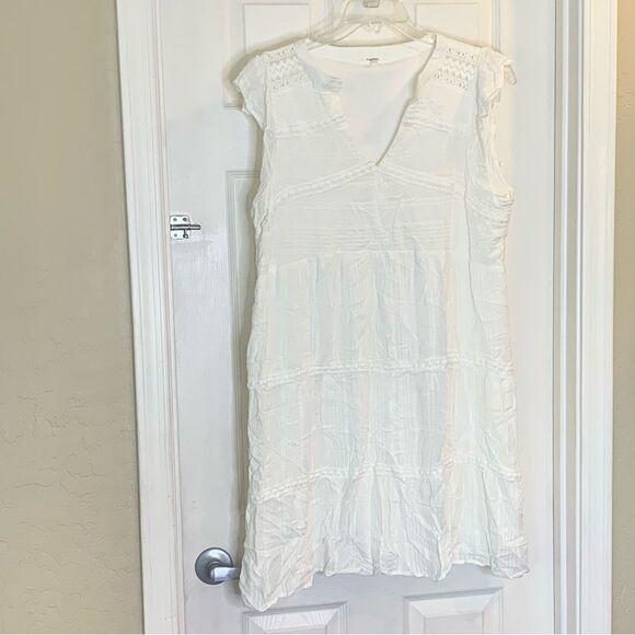 Maurice’s White Crochet V Neck Mini Dress Size Large - Picture 4 of 11